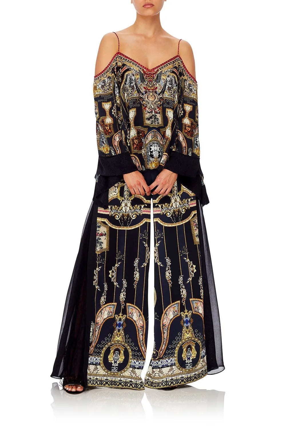 HIGH WAISTED TROUSER WITH GODET MIDNIGHT MEETING