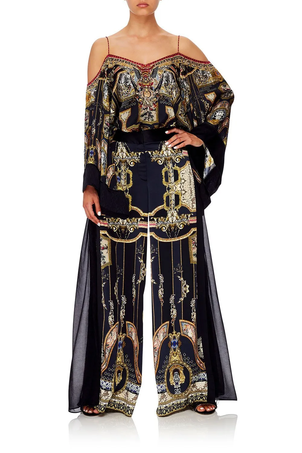 HIGH WAISTED TROUSER WITH GODET MIDNIGHT MEETING