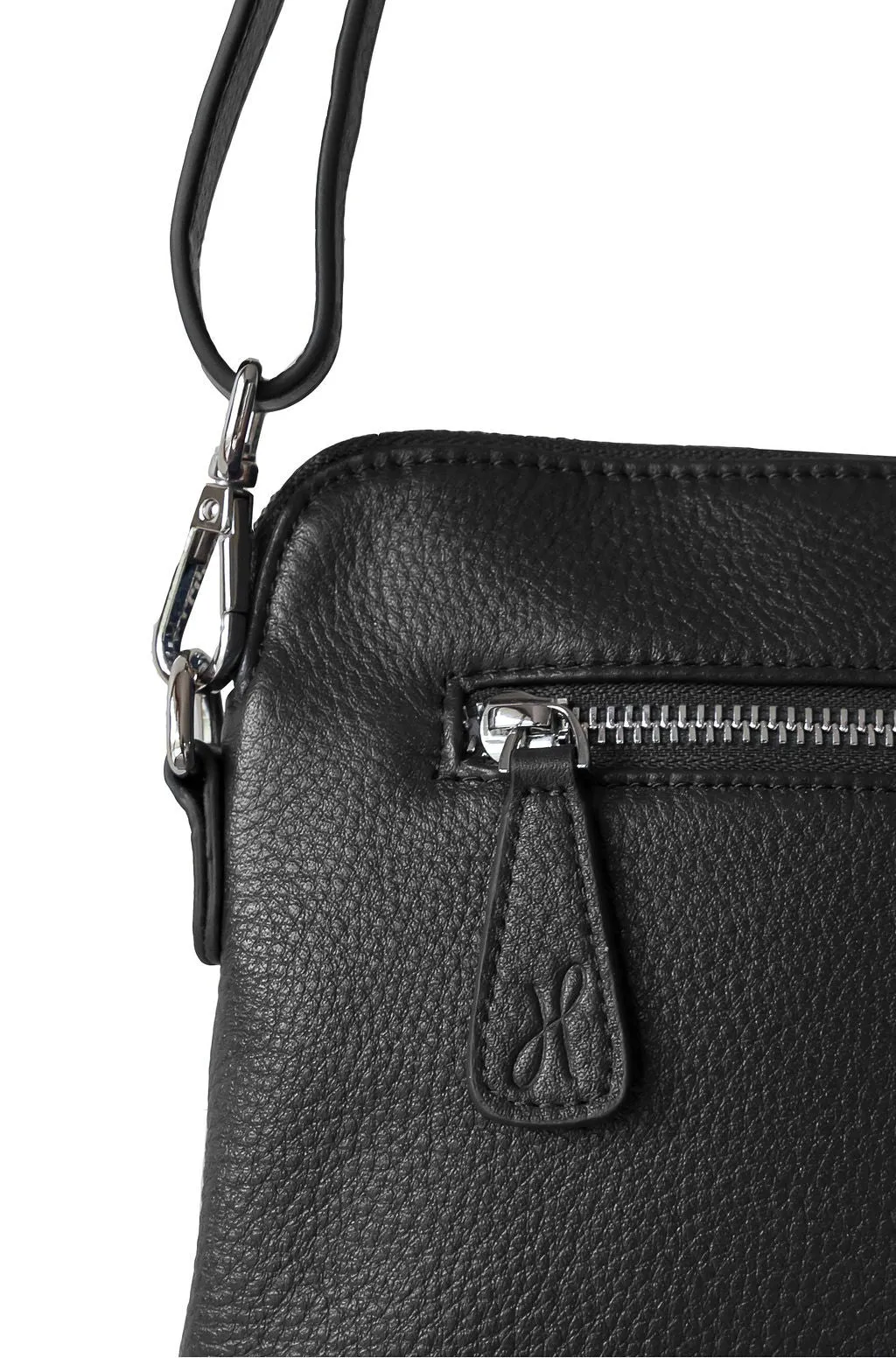 HOOPLA LEATHER MINI CROSSBODY SLOUCH/CLUTCH BLACK