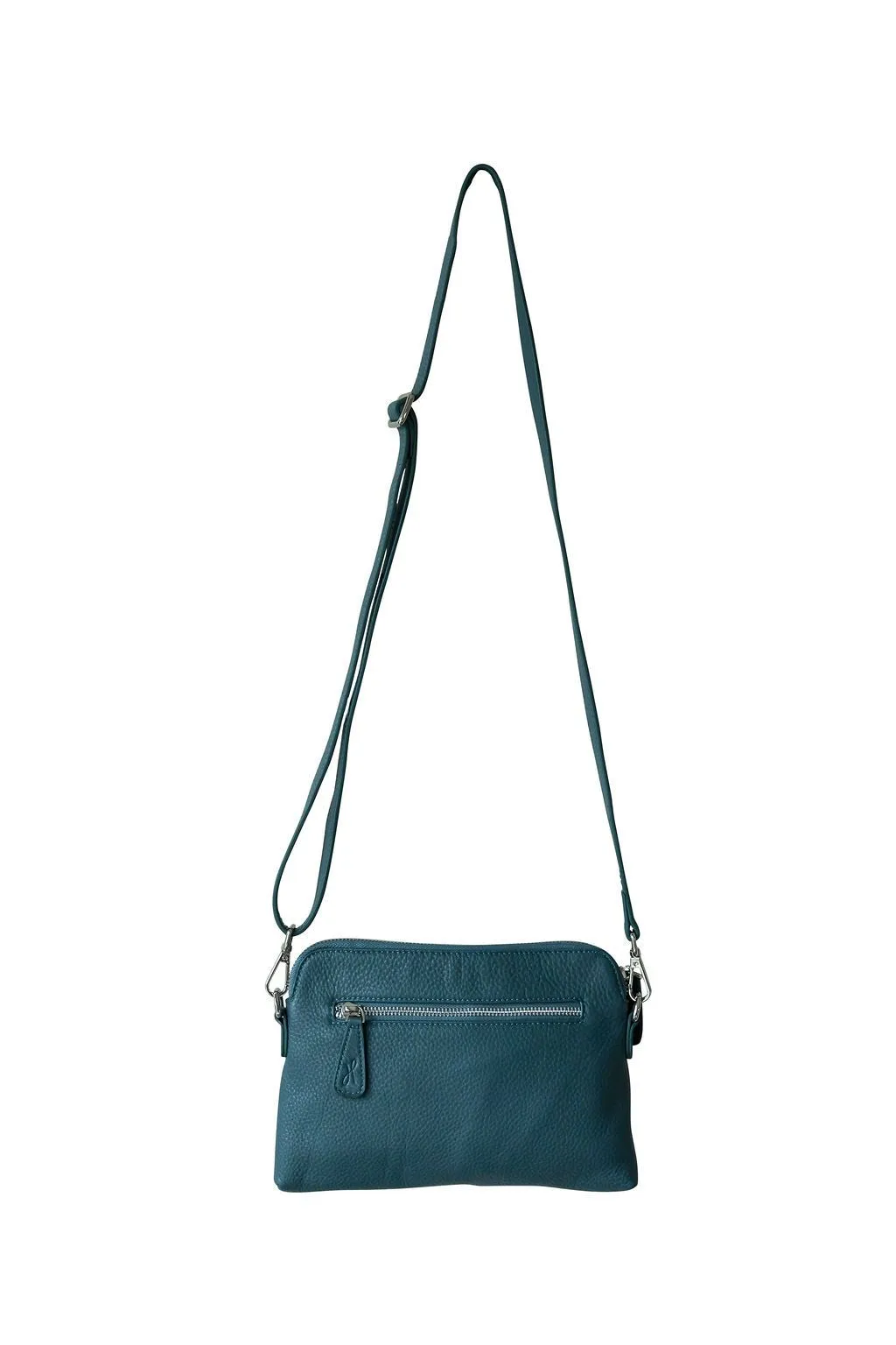 HOOPLA LEATHER MINI CROSSBODY SLOUCH/CLUTCH TEAL BLUE