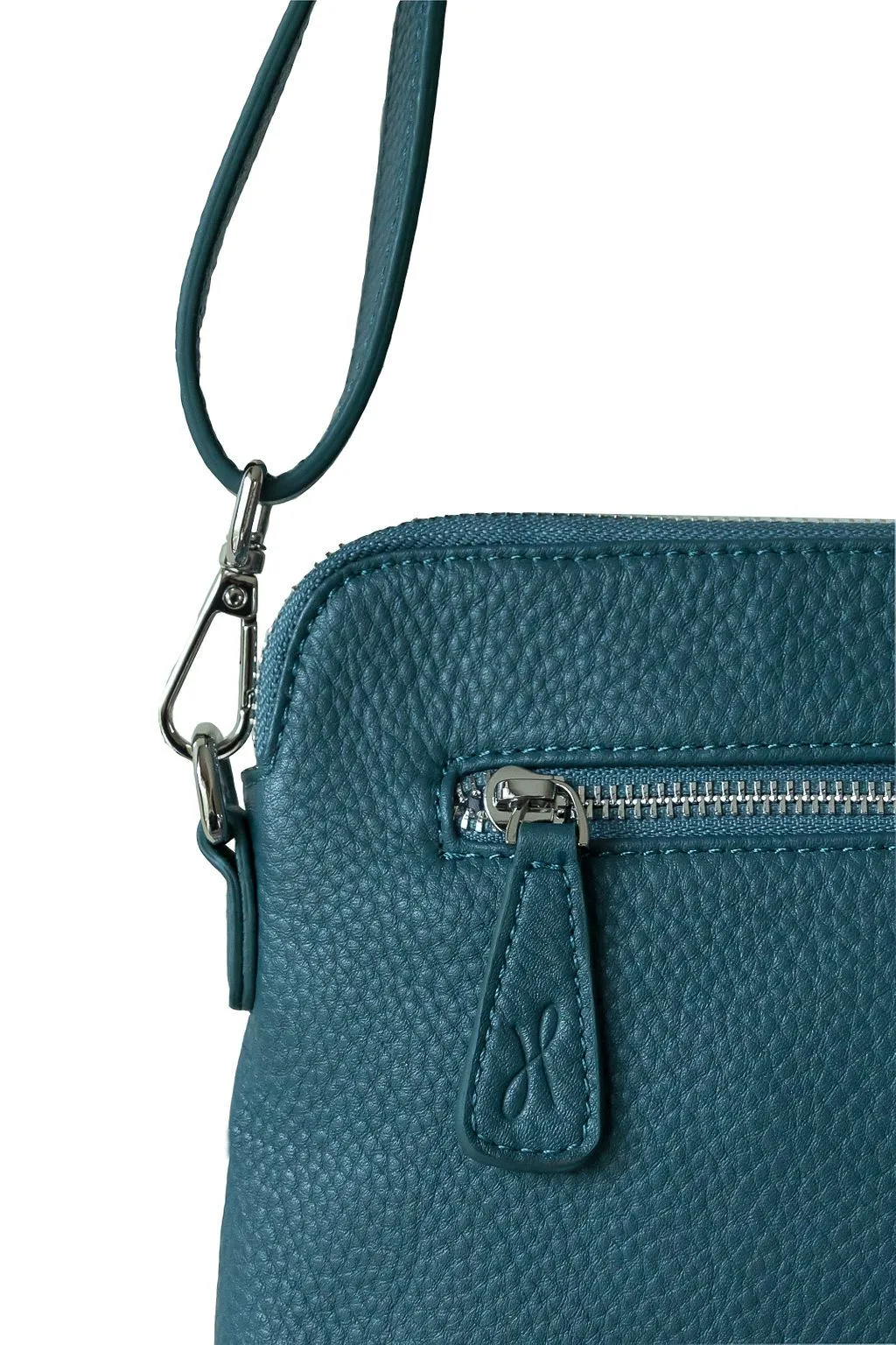 HOOPLA LEATHER MINI CROSSBODY SLOUCH/CLUTCH TEAL BLUE
