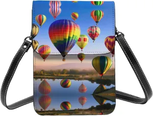 Hot Air Balloons Print Small Cell Phone Purse Small Crossbody Bags Women Pu Leather Shoulder Bag Handbag