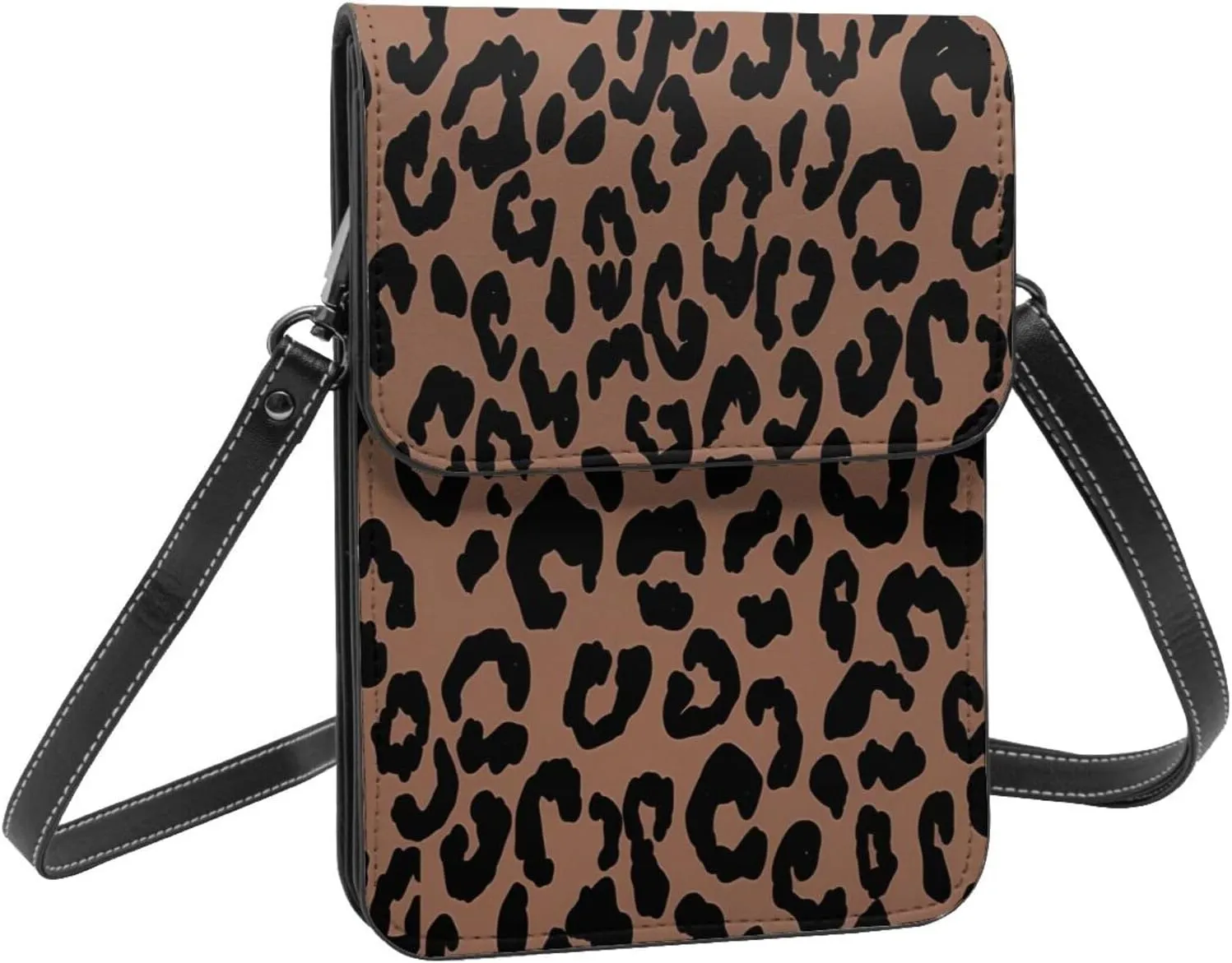 Hot Pinks Cheetah Aesthetic Leather Crossbody Phone Purse for Women Cute Wallet Bags Lightweight Mini Sling Bag