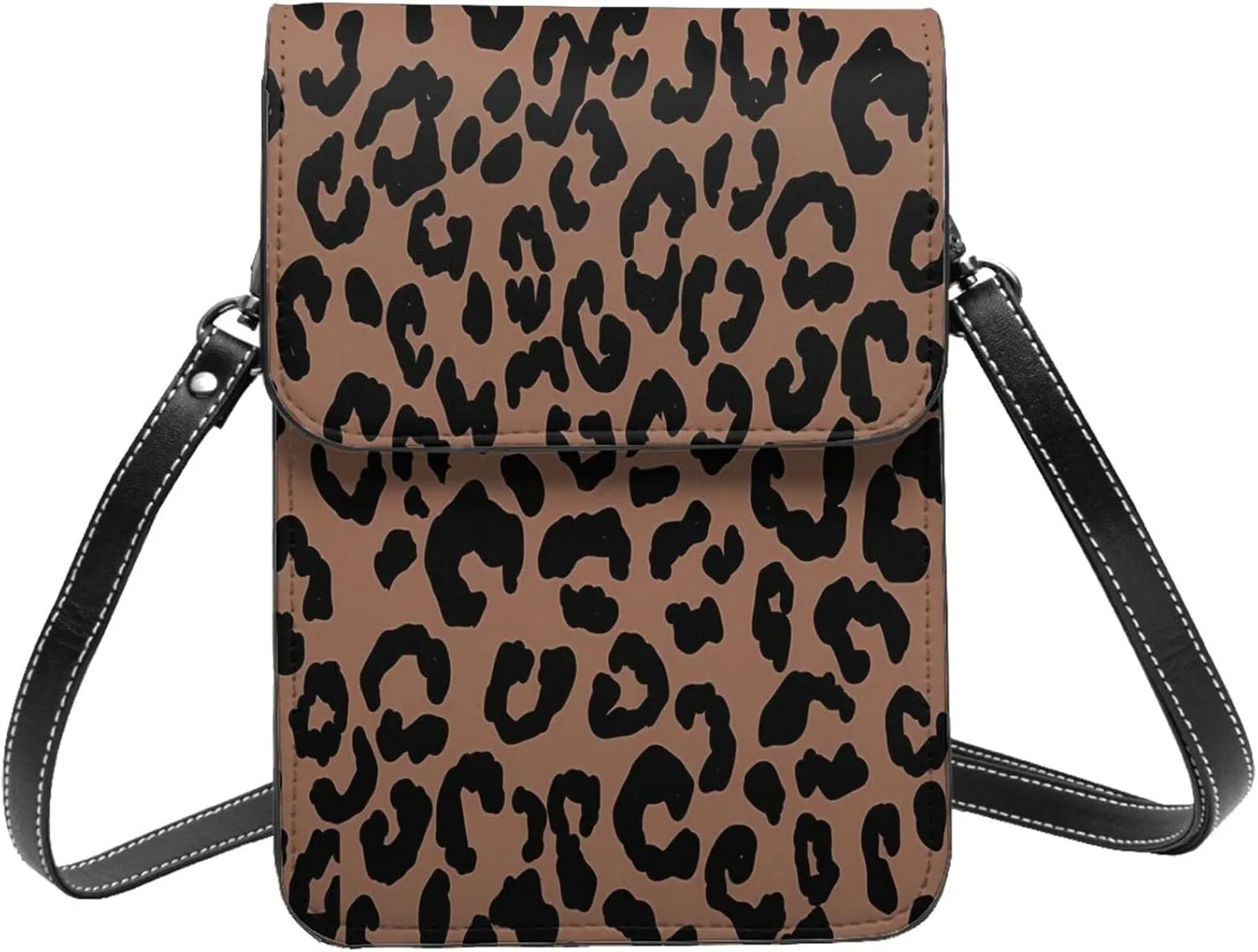 Hot Pinks Cheetah Aesthetic Leather Crossbody Phone Purse for Women Cute Wallet Bags Lightweight Mini Sling Bag