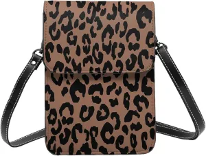 Hot Pinks Cheetah Aesthetic Leather Crossbody Phone Purse for Women Cute Wallet Bags Lightweight Mini Sling Bag