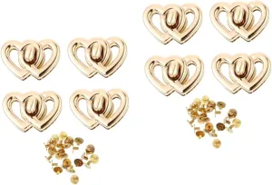 Housoutil Sets Luggage Handbag Locks Hardware Heart Shape Turn Lock Buckle Metal for DIY Accessories Simple to Use Pcs