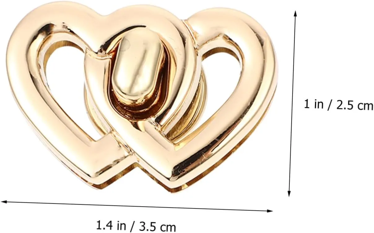 Housoutil Sets Luggage Handbag Locks Hardware Heart Shape Turn Lock Buckle Metal for DIY Accessories Simple to Use Pcs