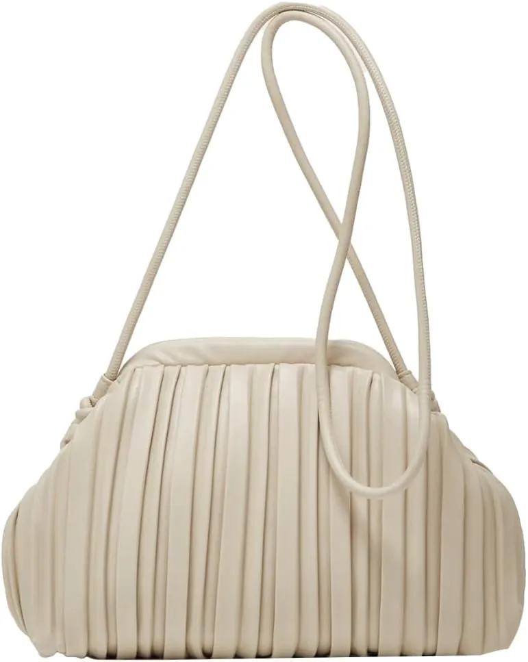 Hycurey Pleated Shoulder Handbags Mini PU Leather Bucket Bags for Women Trendy Handbags for Daily Life Lovely Purse