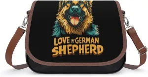 I Love My German Shepherd Fashion Crossbody Bags for Women Lightweight Shoulder Handbags Travel Purse with Strap Custom Gifts