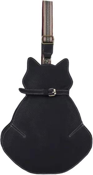 IAMUHI Novely Cat Shaped Sling Handbags Faux Leather Cross Chest Shoulder Bag Purse for Women
