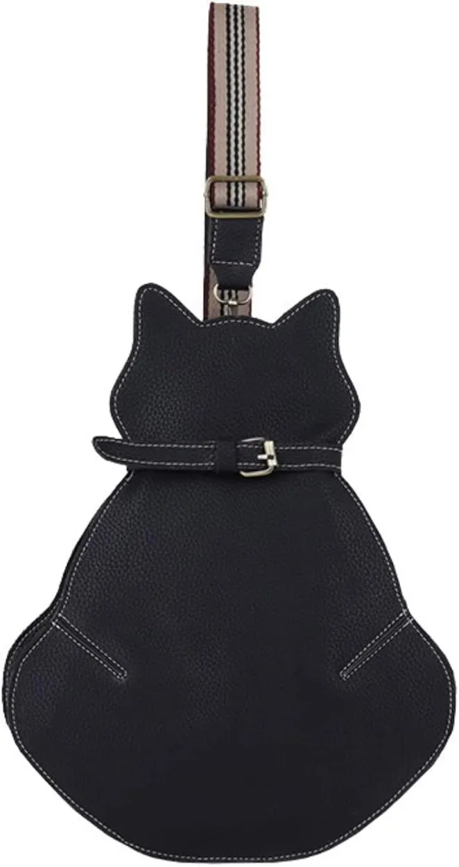 IAMUHI Novely Cat Shaped Sling Handbags Faux Leather Cross Chest Shoulder Bag Purse for Women