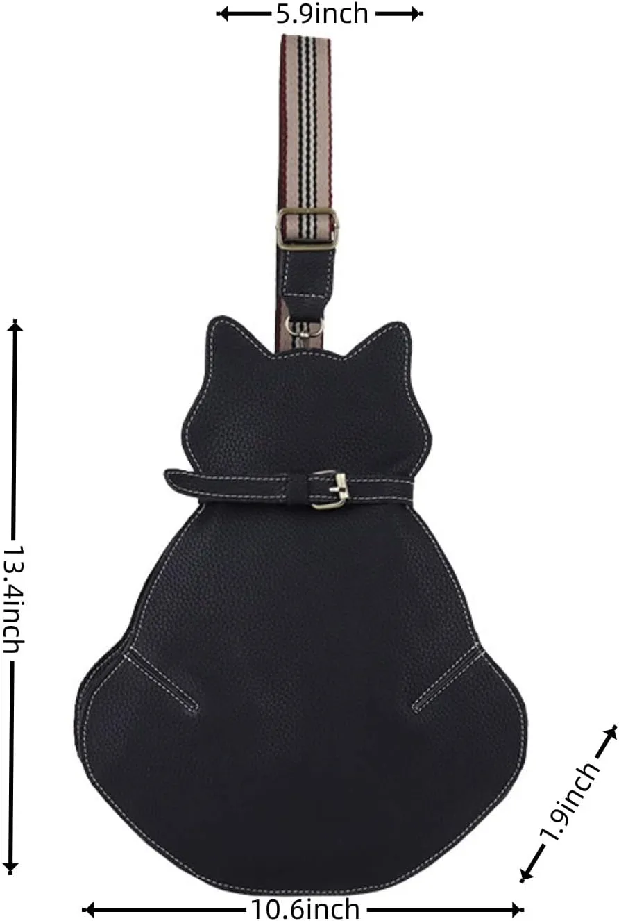 IAMUHI Novely Cat Shaped Sling Handbags Faux Leather Cross Chest Shoulder Bag Purse for Women