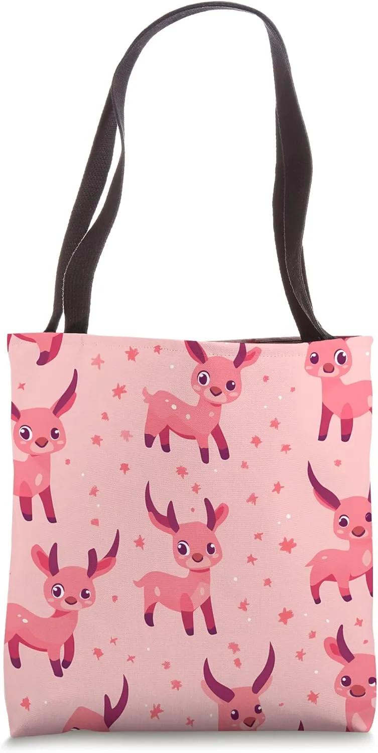 Ibex Kawaii Animal Wildlife Pattern Tote Bag