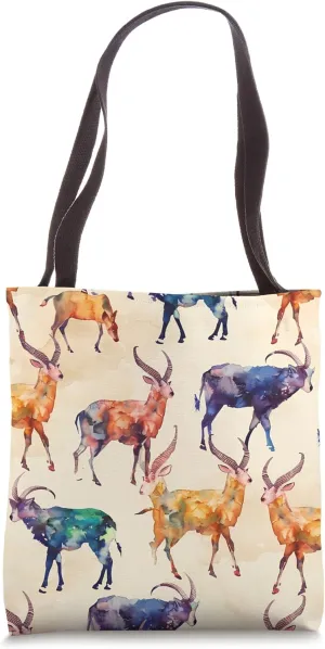 Ibex Watercolor Animal Wildlife Pattern Art Print Tote Bag
