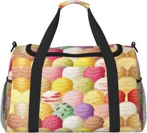 Ice Cream print Large Canvas Travel Duffel Bag Weekender Bags for Women Overnight Bag Carry On Tote Bag
