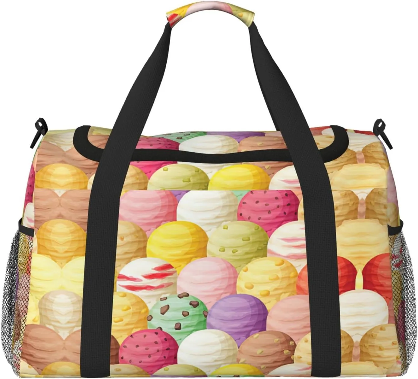 Ice Cream print Large Canvas Travel Duffel Bag Weekender Bags for Women Overnight Bag Carry On Tote Bag