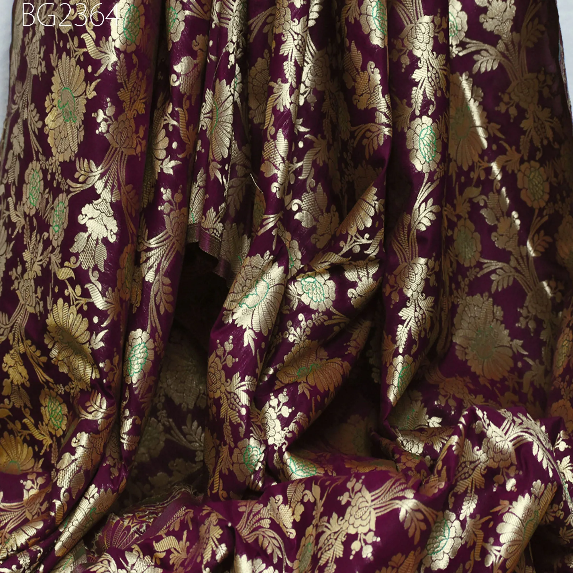 Indian Wine Brocade by the Yard Pure Katan Banarasi Wedding Dress Costume Material Sewing Lehenga Skirt Men Vest Jacket Curtains Home Décor Clothing Upholstery Fabric