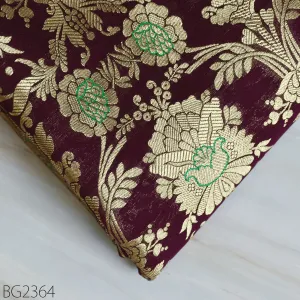 Indian Wine Brocade by the Yard Pure Katan Banarasi Wedding Dress Costume Material Sewing Lehenga Skirt Men Vest Jacket Curtains Home Décor Clothing Upholstery Fabric