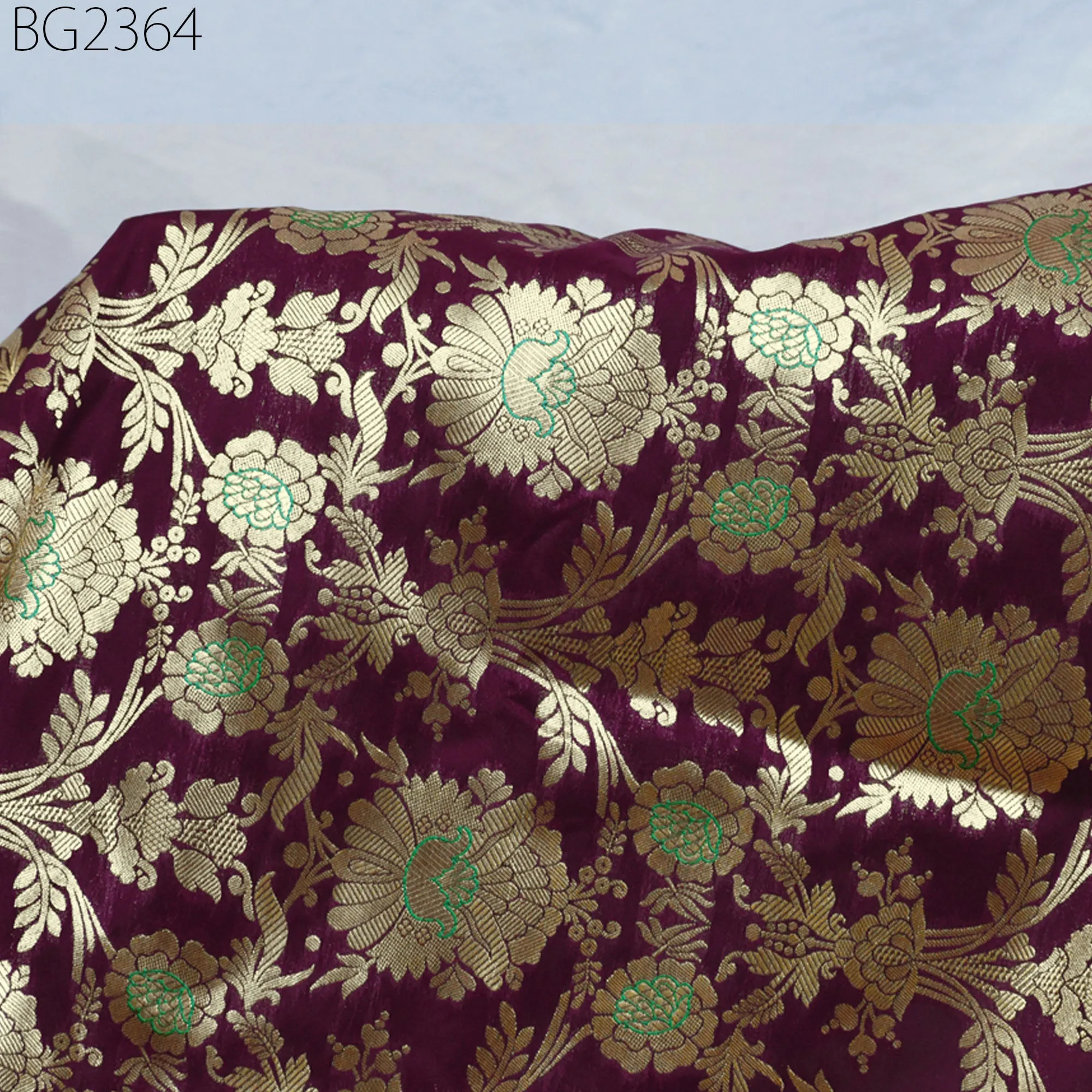 Indian Wine Brocade by the Yard Pure Katan Banarasi Wedding Dress Costume Material Sewing Lehenga Skirt Men Vest Jacket Curtains Home Décor Clothing Upholstery Fabric