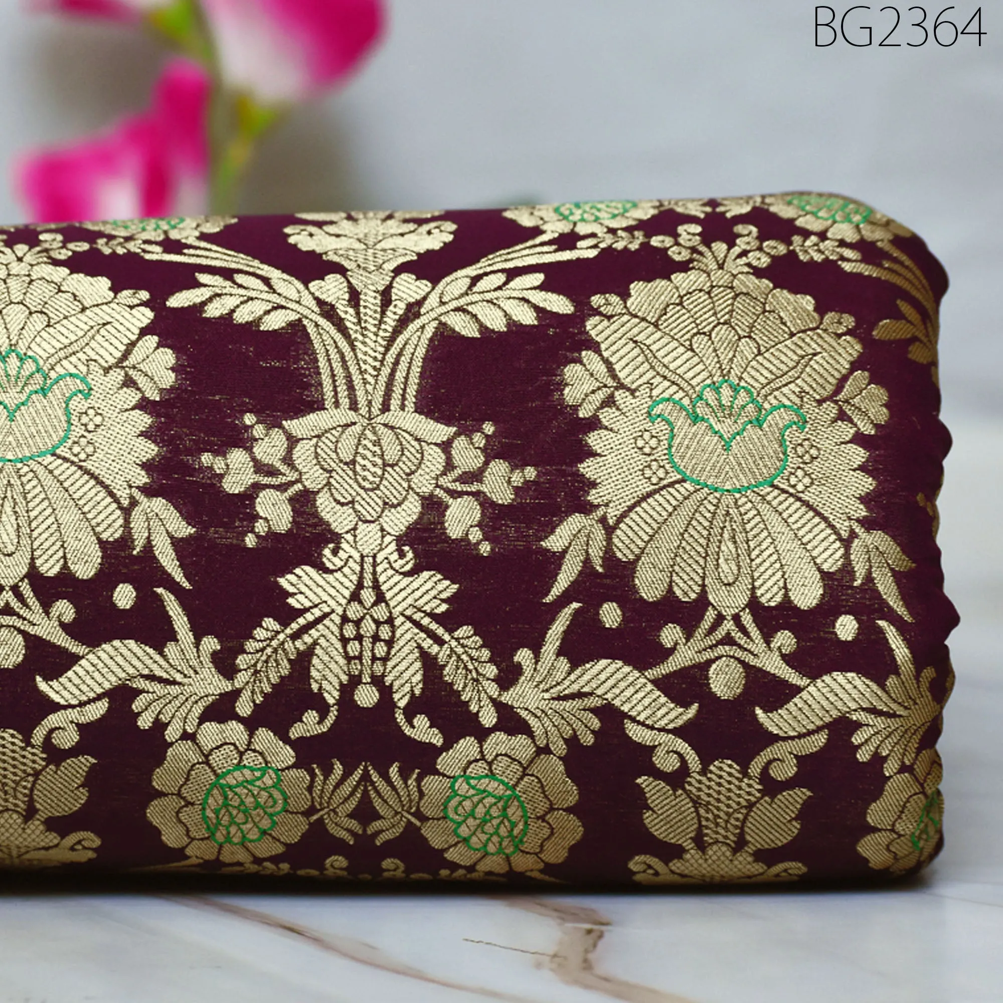 Indian Wine Brocade by the Yard Pure Katan Banarasi Wedding Dress Costume Material Sewing Lehenga Skirt Men Vest Jacket Curtains Home Décor Clothing Upholstery Fabric
