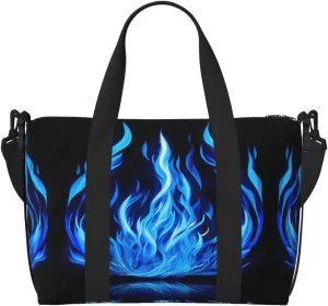 Indigo Flame print print Travel Duffel Bag,workout duffel bag, overnight shoulder Bag,Weekender Bag for Women Men