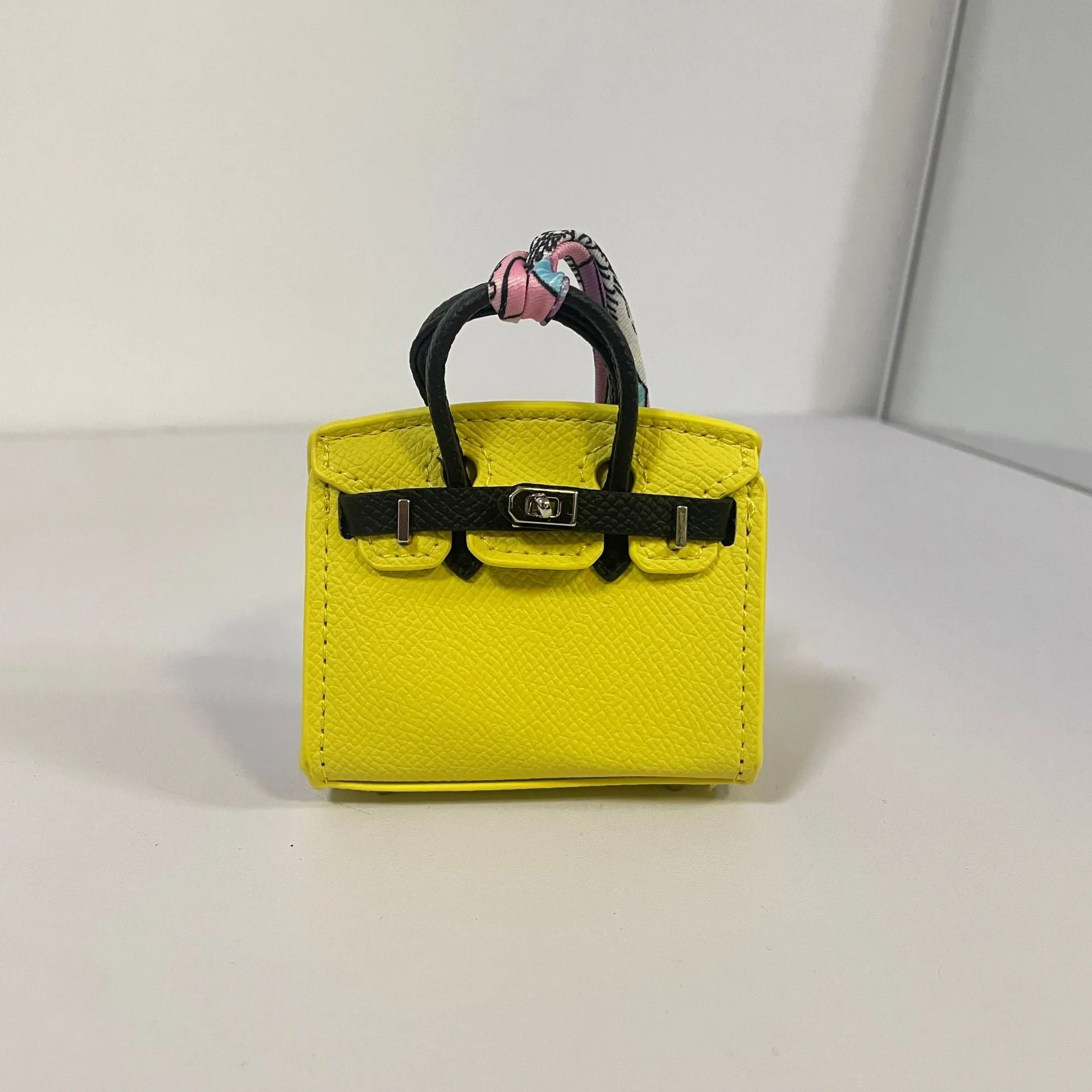 Inspired Mini Burkin Bag Charm Macaron Colors Matching Vegan Leather Holder for AirPods