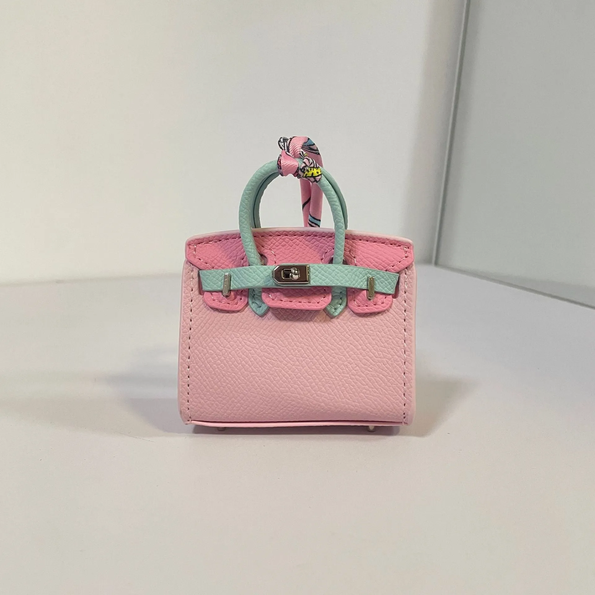 Inspired Mini Burkin Bag Charm Macaron Colors Matching Vegan Leather Holder for AirPods