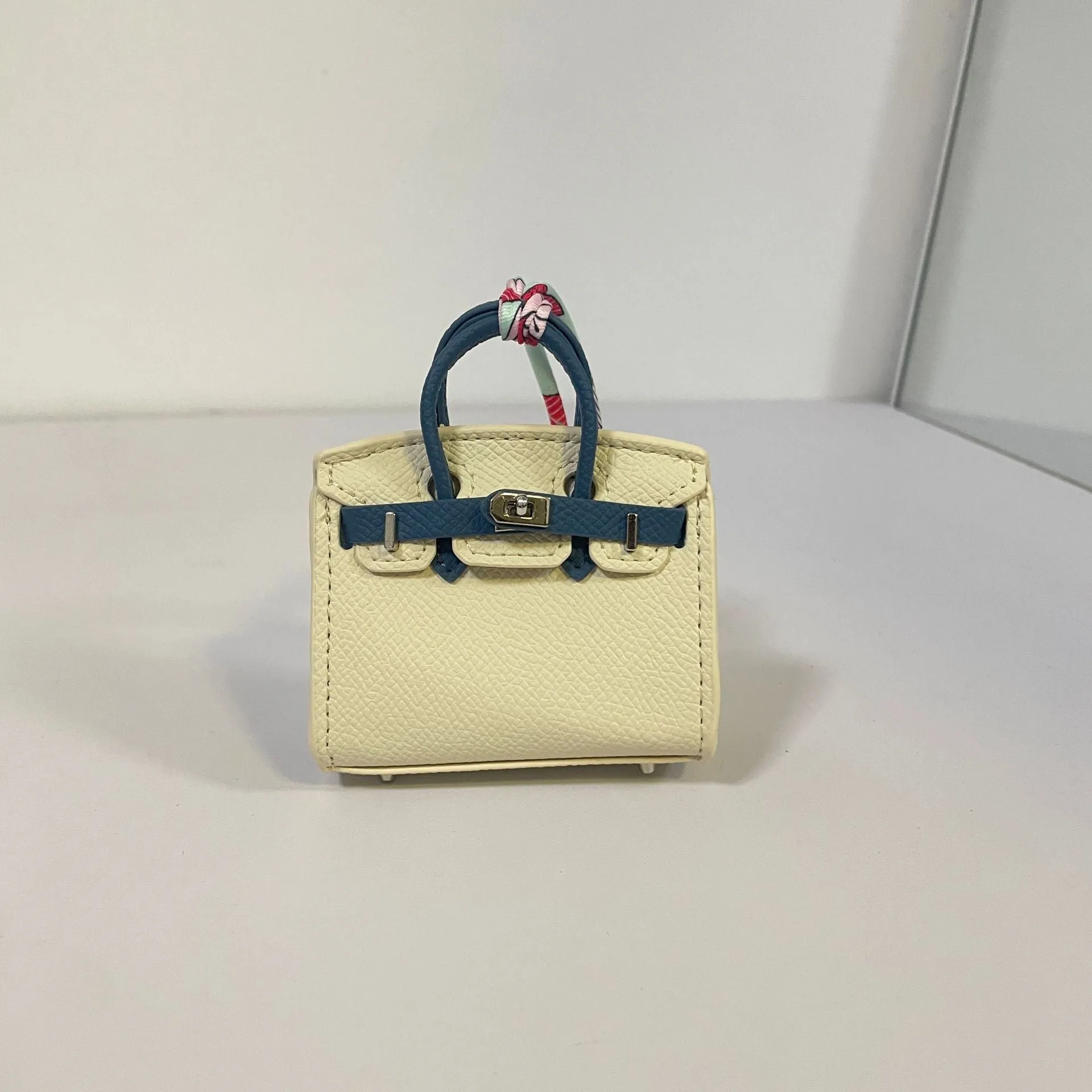 Inspired Mini Burkin Bag Charm Macaron Colors Matching Vegan Leather Holder for AirPods