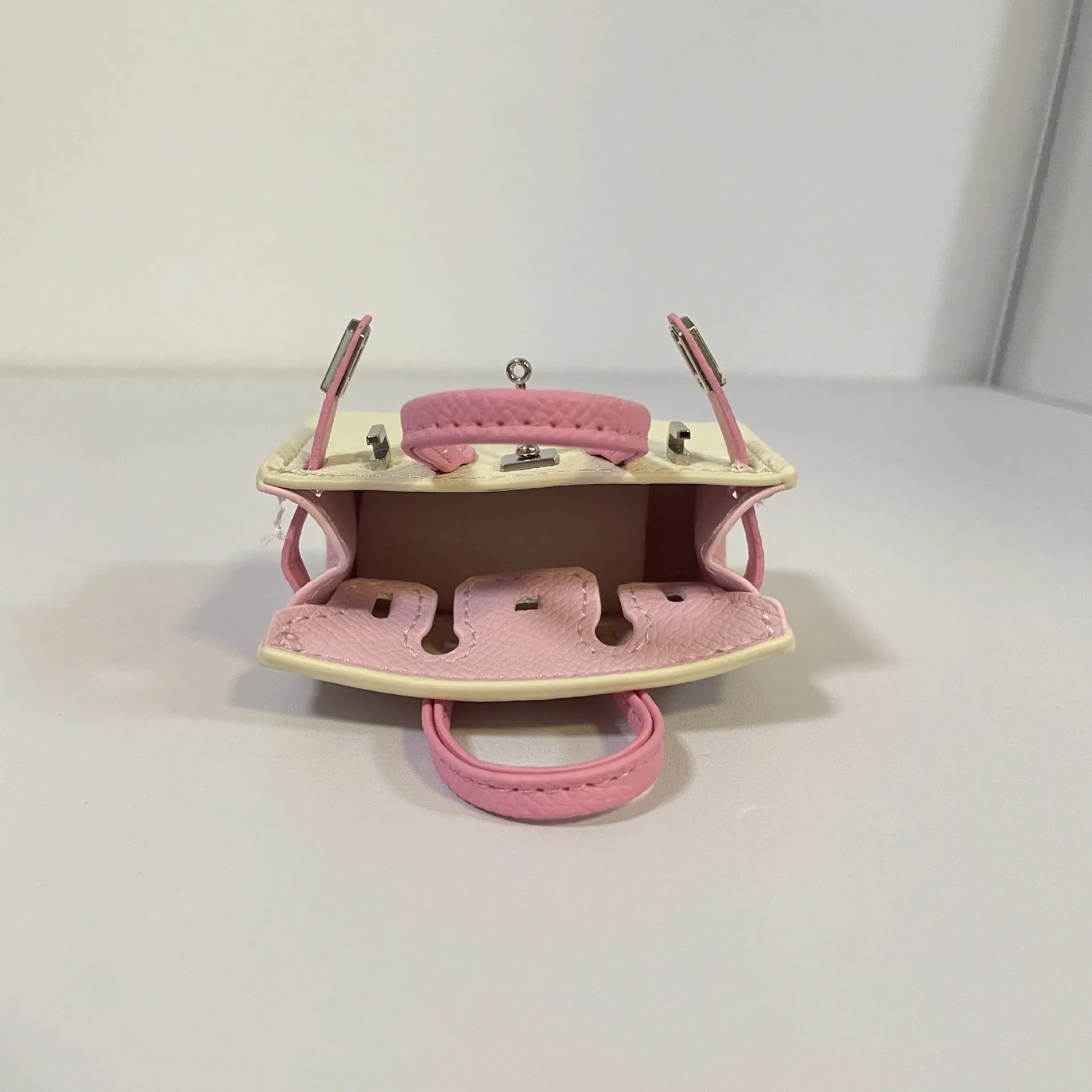 Inspired Mini Burkin Bag Charm Macaron Colors Matching Vegan Leather Holder for AirPods