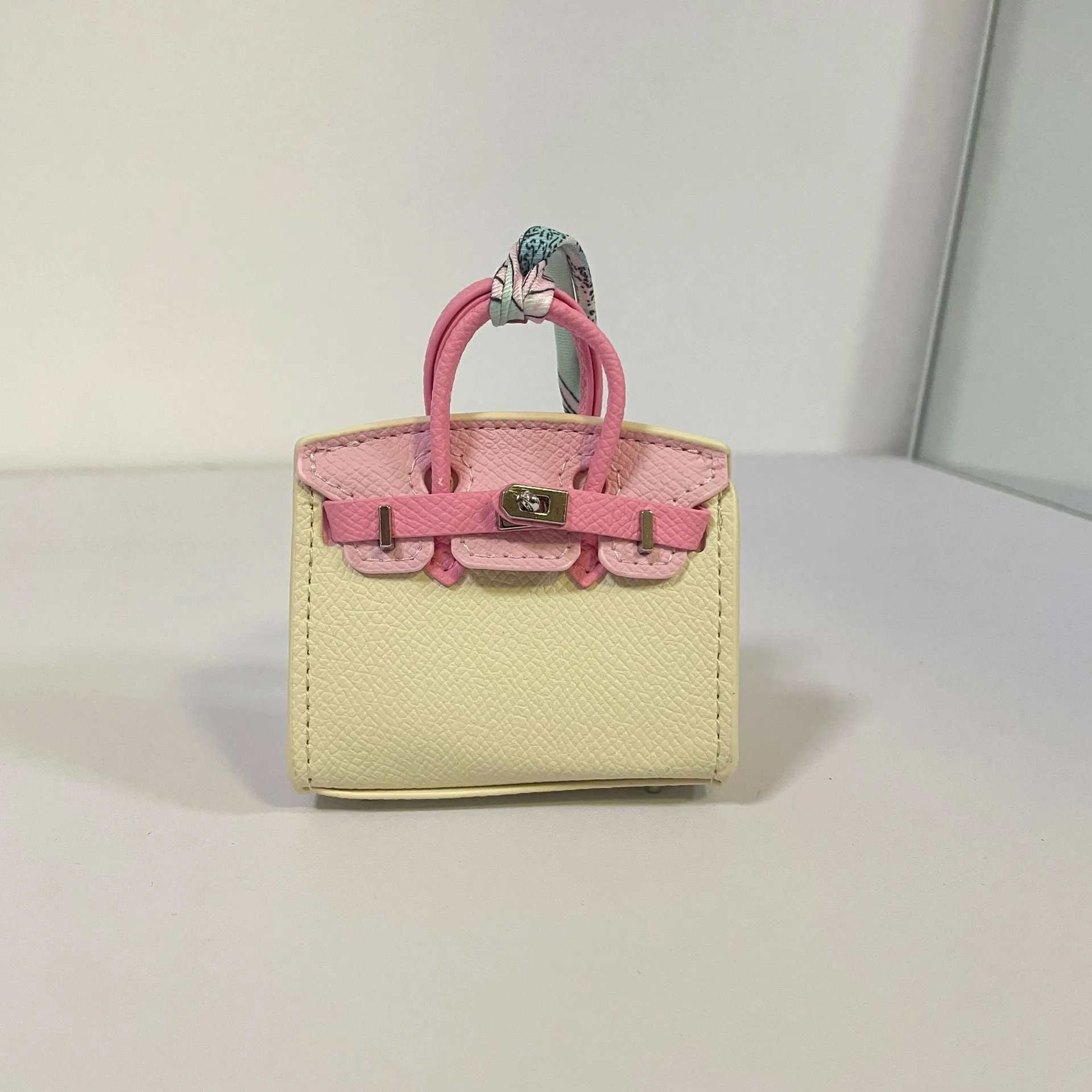 Inspired Mini Burkin Bag Charm Macaron Colors Matching Vegan Leather Holder for AirPods