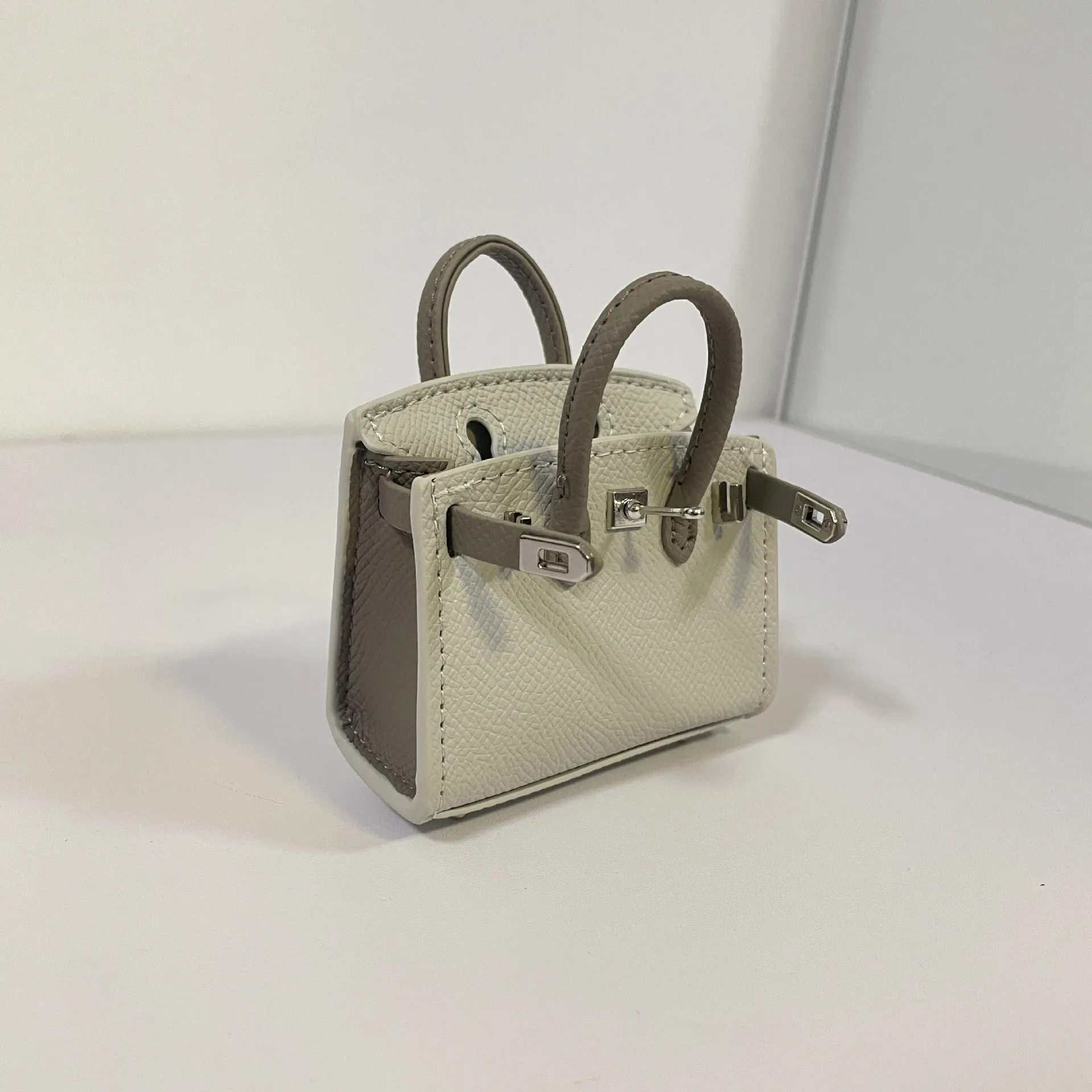Inspired Mini Burkin Bag Charm Macaron Colors Matching Vegan Leather Holder for AirPods