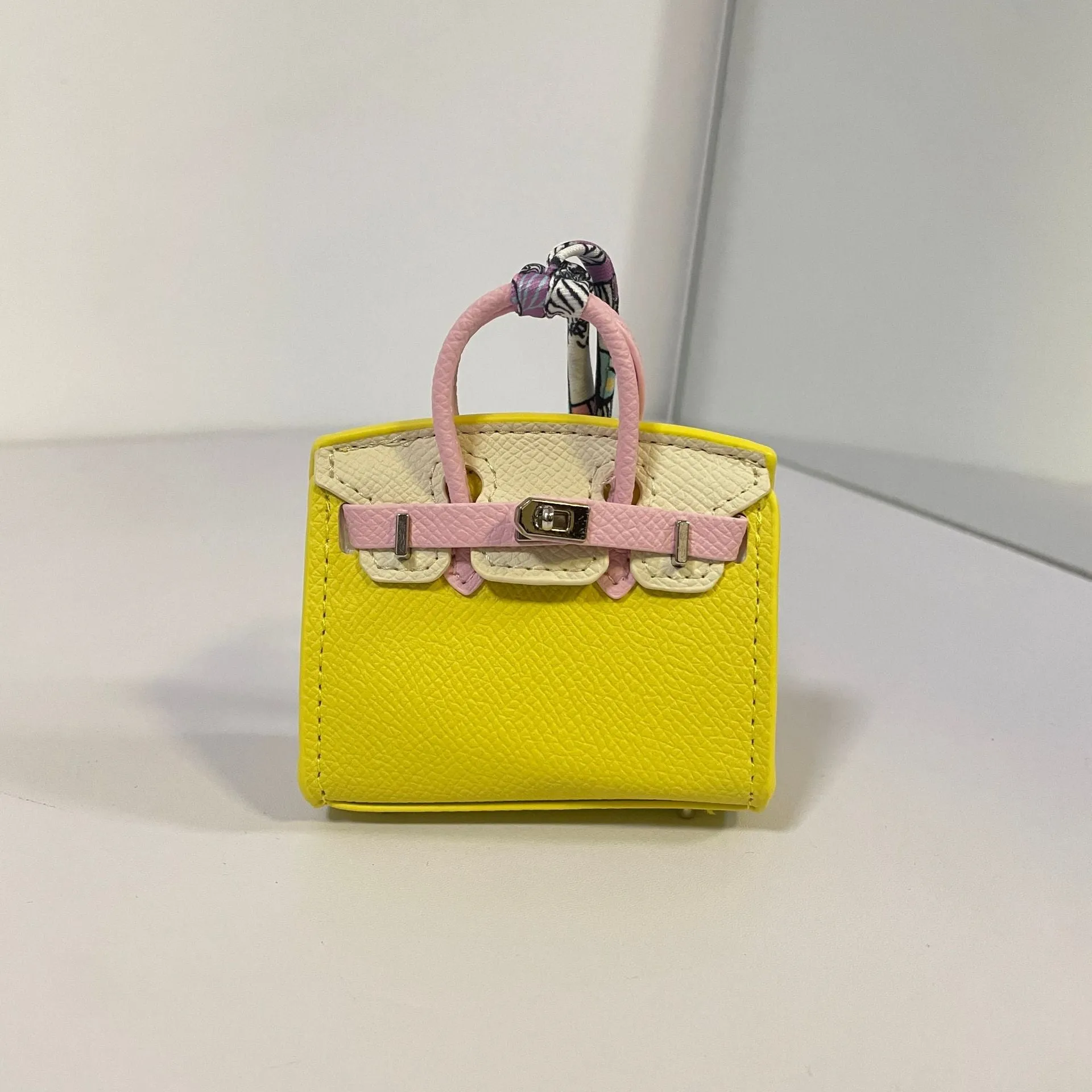 Inspired Mini Burkin Bag Charm Macaron Colors Matching Vegan Leather Holder for AirPods