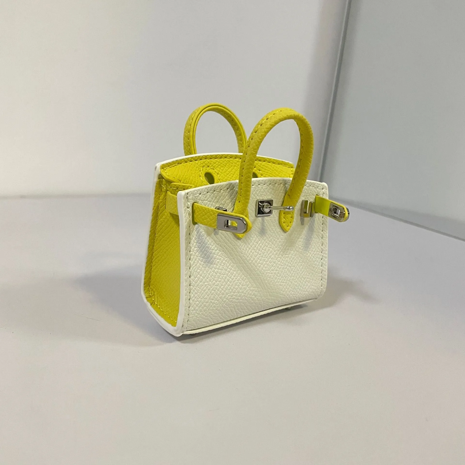 Inspired Mini Burkin Bag Charm Macaron Colors Matching Vegan Leather Holder for AirPods