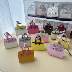 Inspired Mini Burkin Bag Charm Macaron Colors Matching Vegan Leather Holder for AirPods