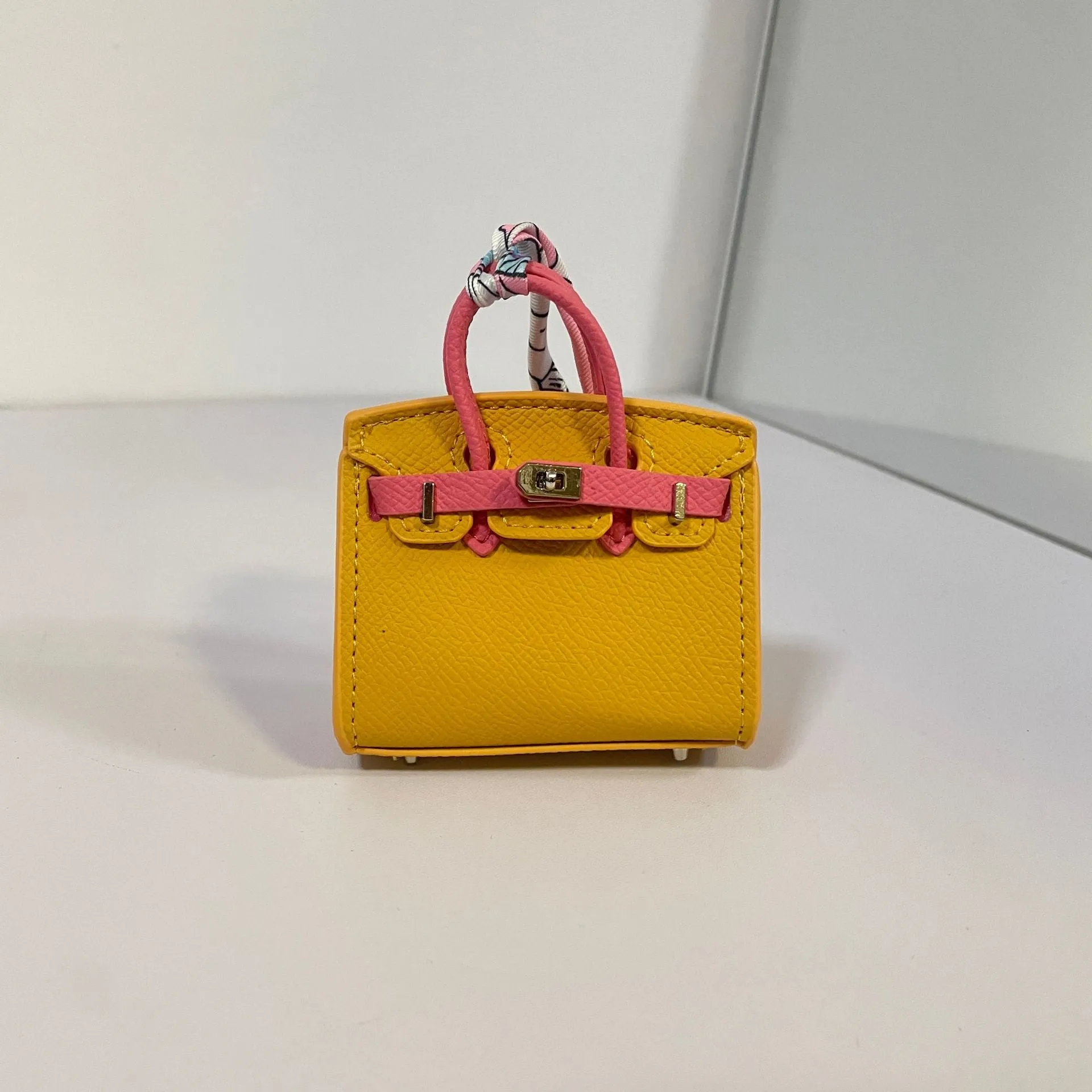 Inspired Mini Burkin Bag Charm Macaron Colors Matching Vegan Leather Holder for AirPods