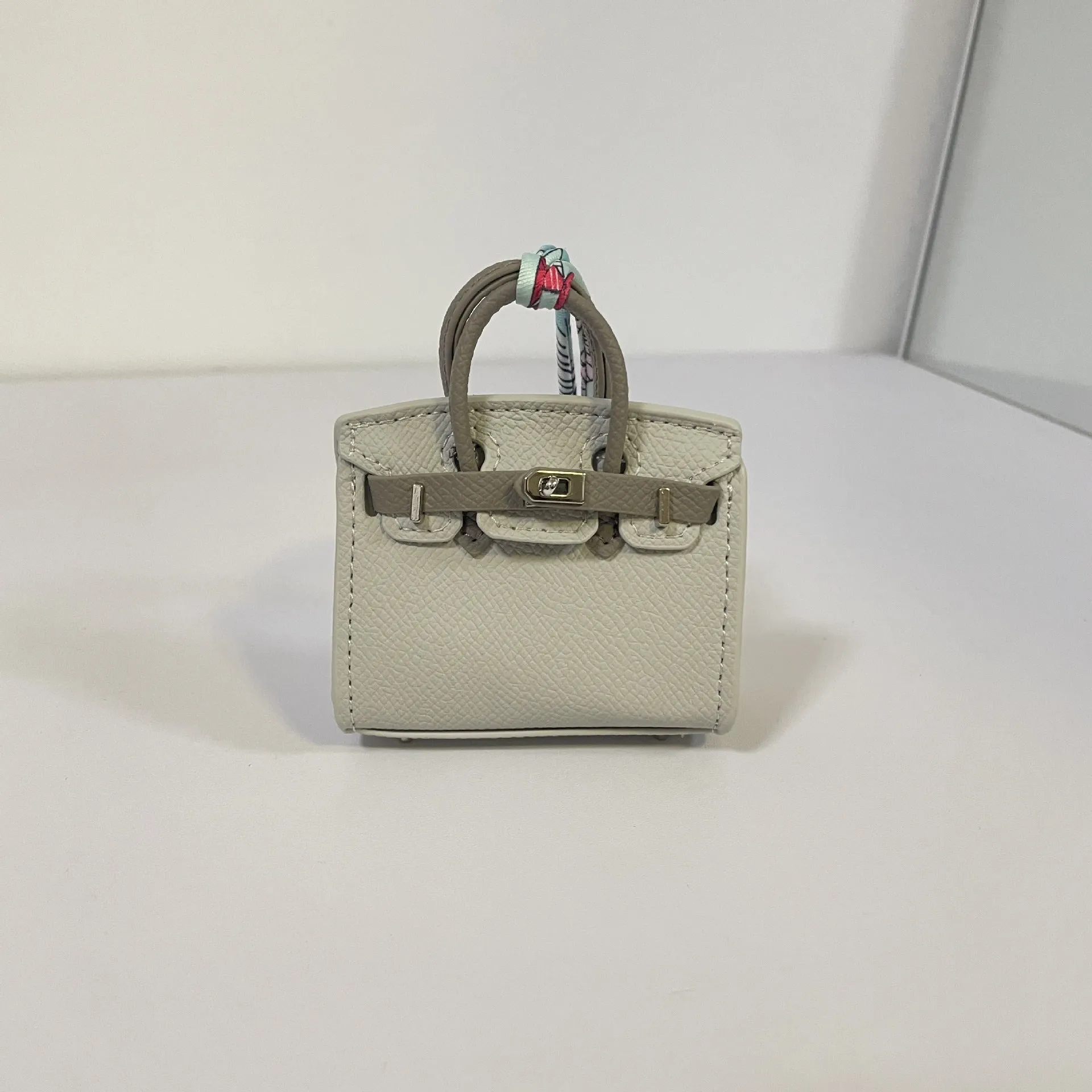 Inspired Mini Burkin Bag Charm Macaron Colors Matching Vegan Leather Holder for AirPods