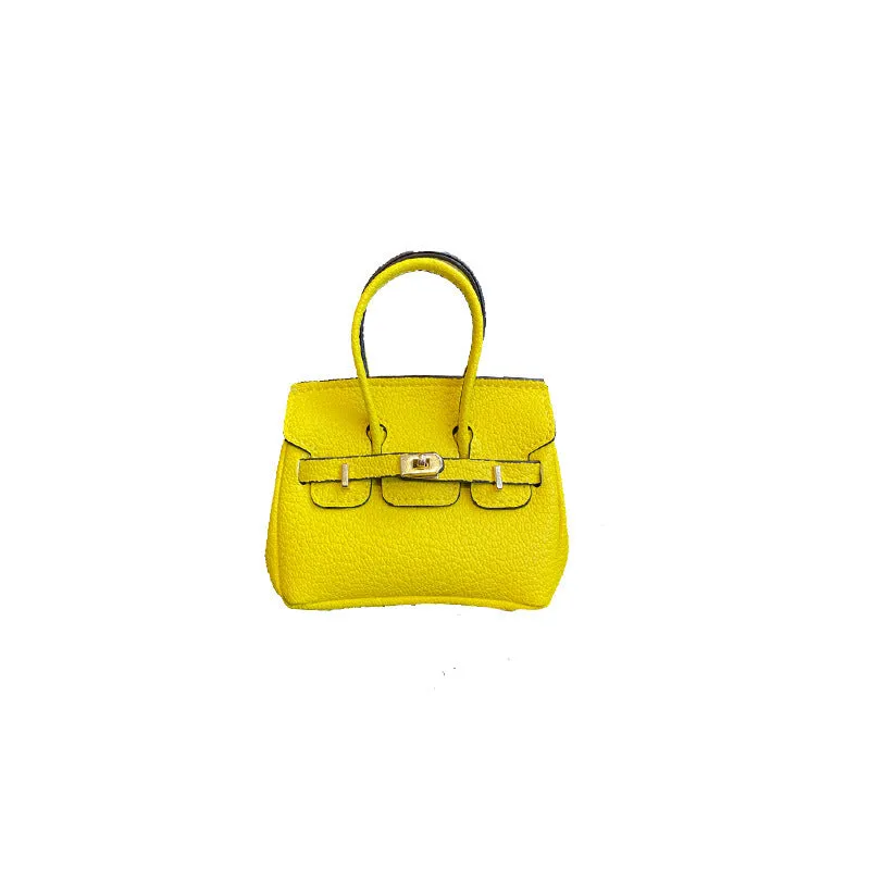 Inspired Mini Burkin Handbag Charm Vegan Leather Earphone Storage Bag