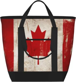Insulated Lunch Bag Retro Canada Flag Lunch Box for women Men Reusable Leakproof Lunch Cooler Bag for Picnic Work