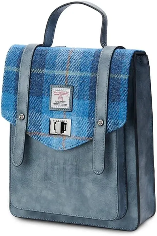 Islander HarrisTweed The Mini Carloway Backpack, Blue Tartan, Mini
