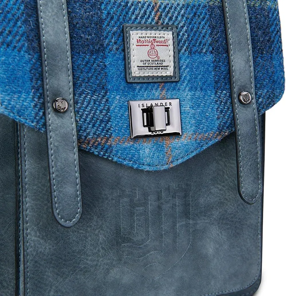Islander HarrisTweed The Mini Carloway Backpack, Blue Tartan, Mini