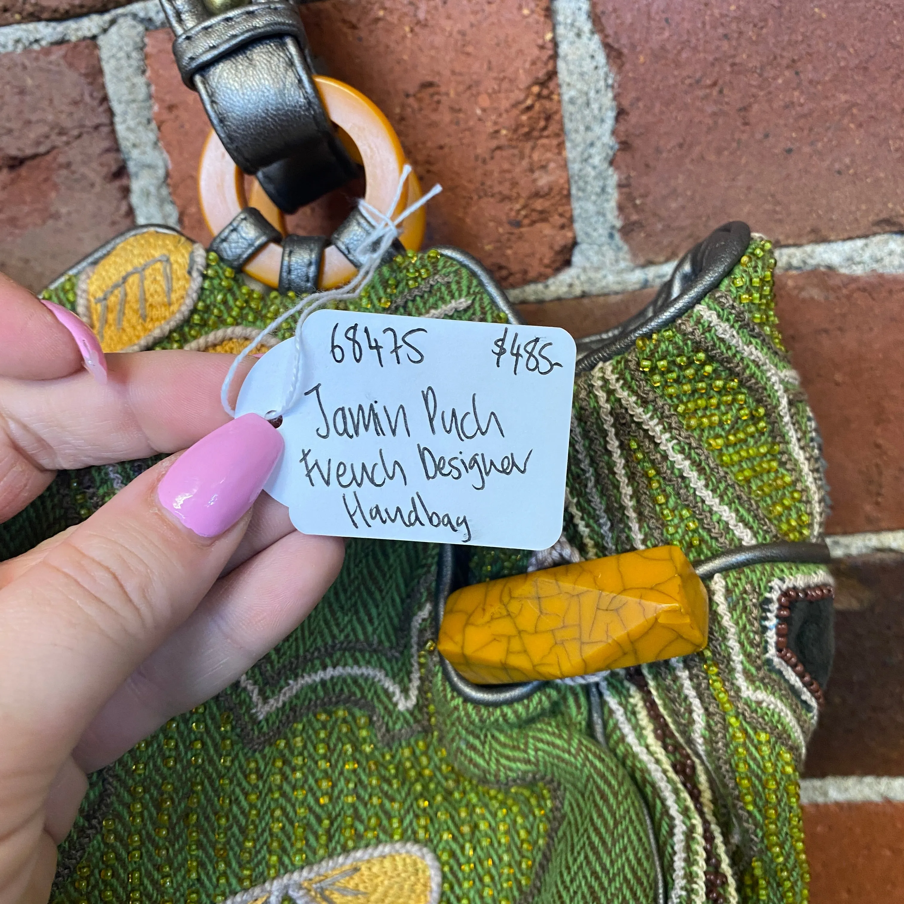 JAMIN PUECH leather tapestry handbag