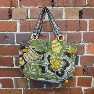 JAMIN PUECH leather tapestry handbag