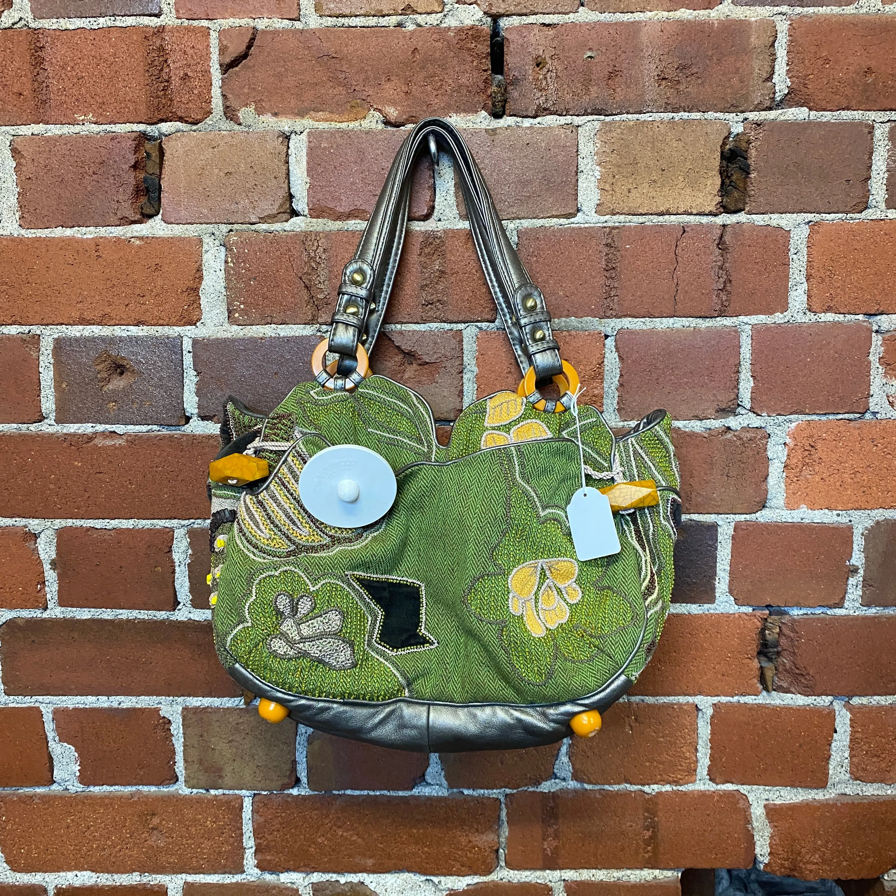 JAMIN PUECH leather tapestry handbag