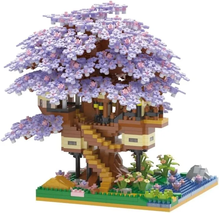Japanese Cherry Blossom Bonsai Tree,Sakura Tree House Model Micro Blocks Set, 2229 PCS Mini Bricks, Gift for Adults and Teens