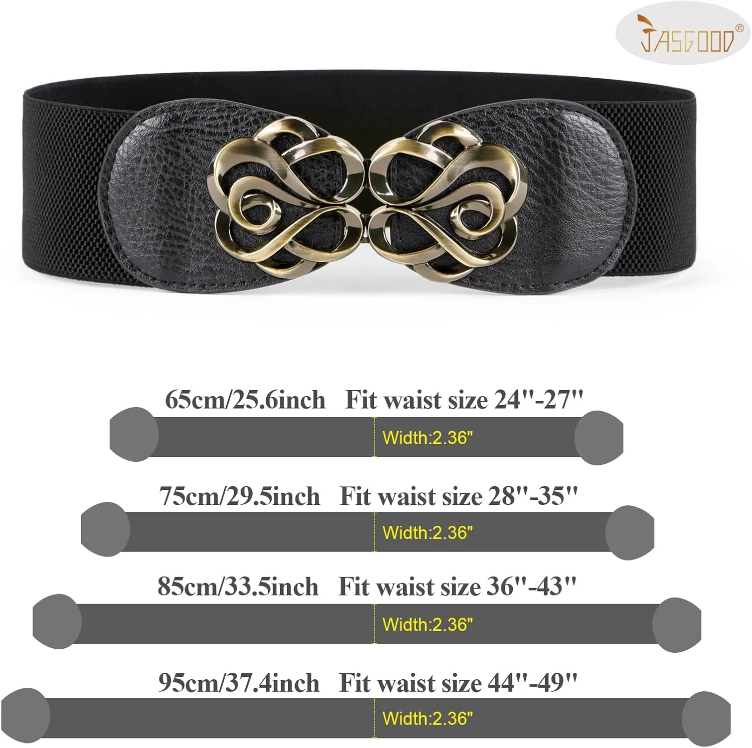JASGOOD Women Stretchy Belts for Dresses Vintage Elastic Wide Waist Belts 4 Pack