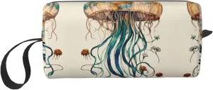 Jellyfish Pattern print Travel Toiletry Pouch, Pencil Bag Canvas Makeup Bags, Multi-Purpose Cosmetic Bags with Zipper