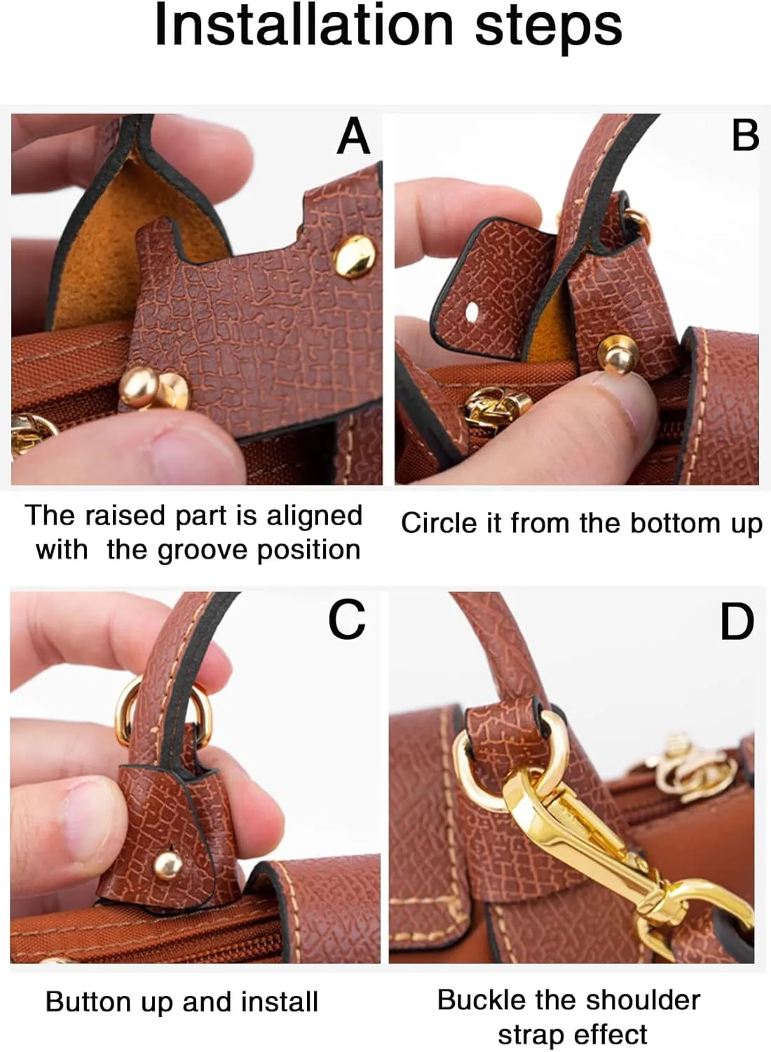 Jiesinlov Leather Bag Shoulder Strap Replacement Crossbody Adjustable Conversion Kit Fit for Mini Pouch