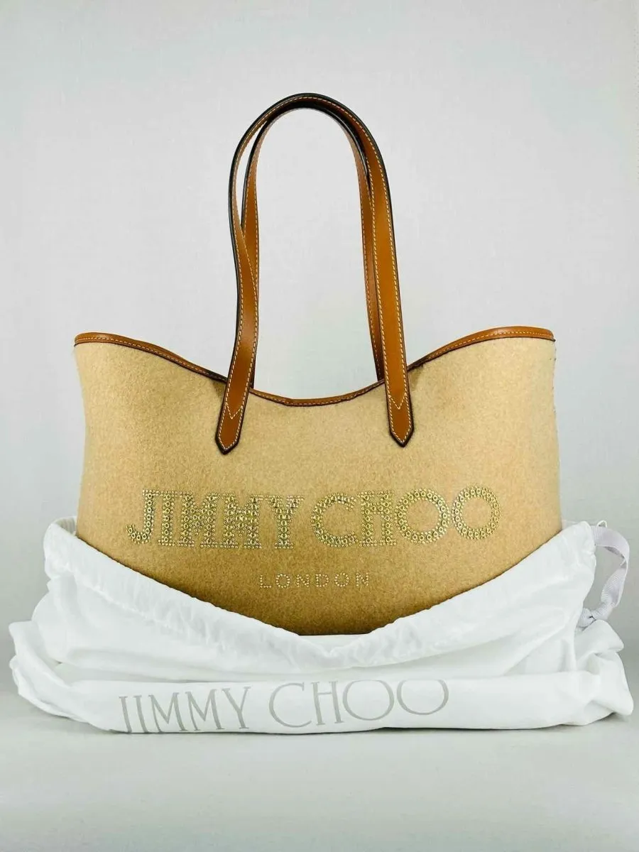 JIMMY CHOO Beige & Brown Tote Bag