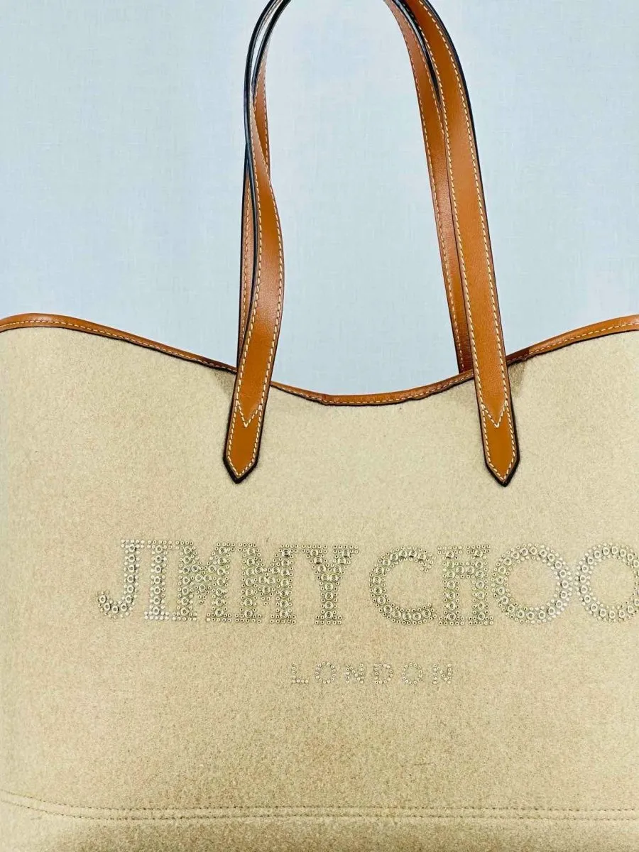 JIMMY CHOO Beige & Brown Tote Bag