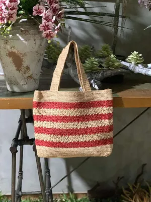 Jolly Raffia Crochet Bag IN Red Stripe